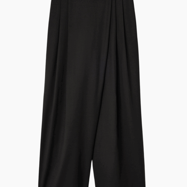 Calendered Wool Mid Waist Pants W0799 - Black - GANNI - Sort XS