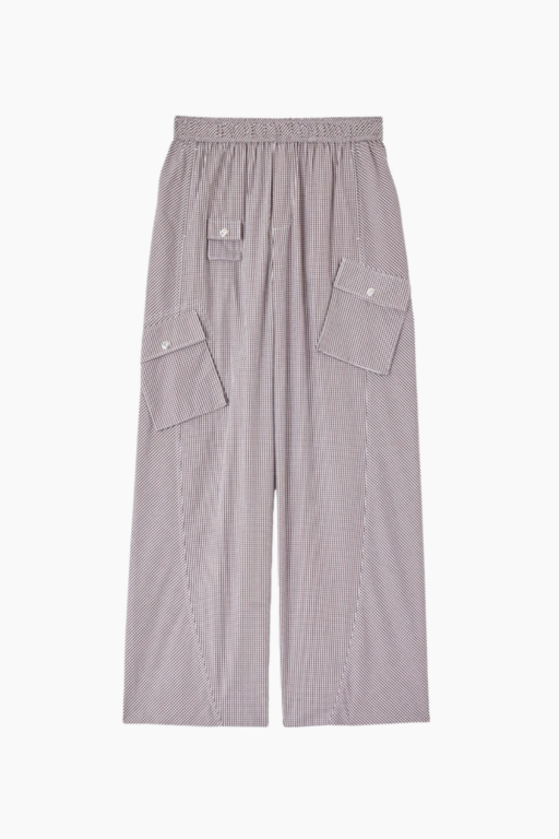Check Cotton Cargo Pants A1080143 - Chicory Coffee - GANNI
