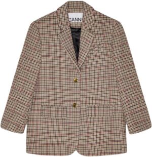 Check Wool Mix Boxy Blazer