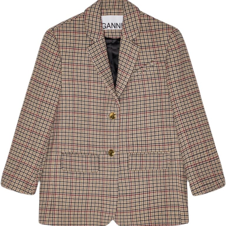 Check Wool Mix Boxy Blazer