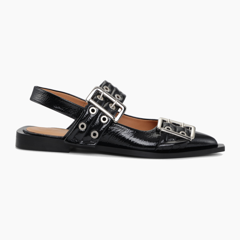 Chunky Buckle Ballerina Naplack S2312 - Black - GANNI - Sort 40