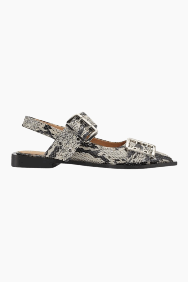 Chunky Buckle Ballerina Snake S2228/S2898 - Sand - GANNI - Beige 37
