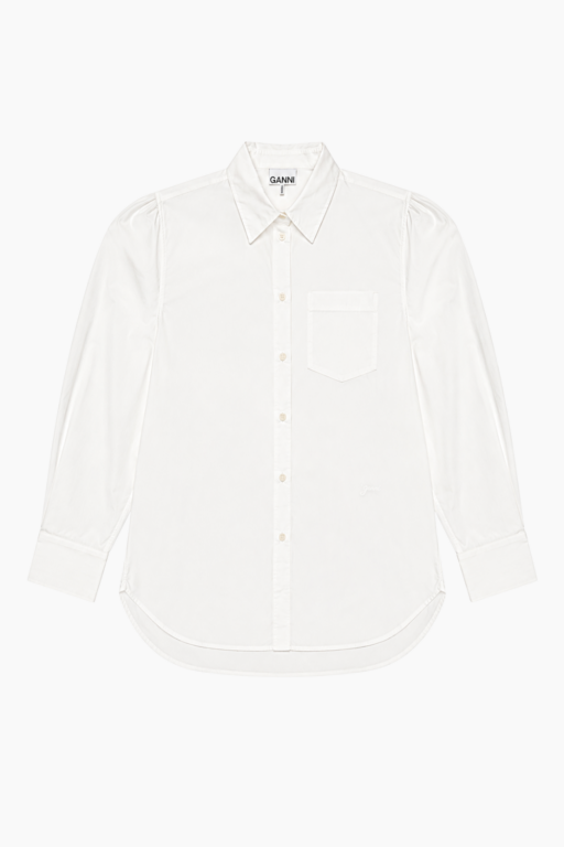 Compact Poplin Pleated Sleeve Shirt A1140032 - Bright White - GANNI