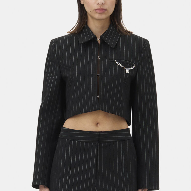 Compact Stripe Jersey Short Blazer