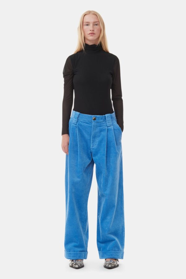 Corduroy Loose Fit Mid Waist Pleat