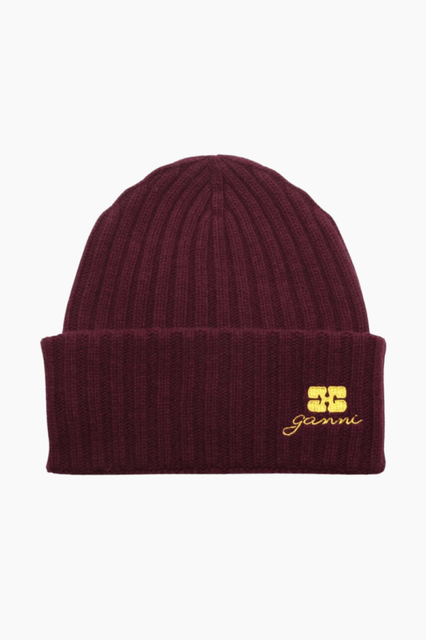 Core Future Wool Knit Bennie A6930 - Burgundy - GANNI - Bordeaux One Size
