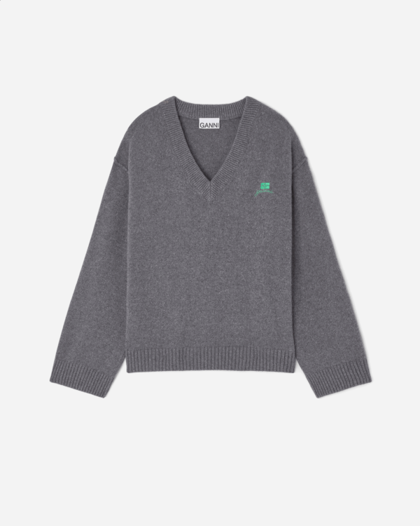 Core Future Wool Mix V-neck - Charcoal Grey