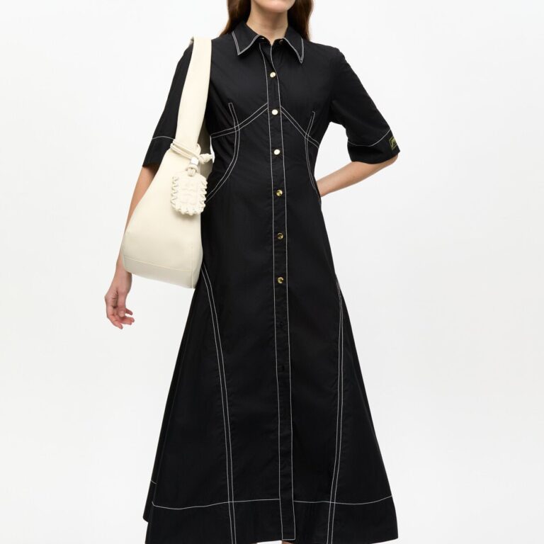 Cotton Poplin Long Shirt Dress