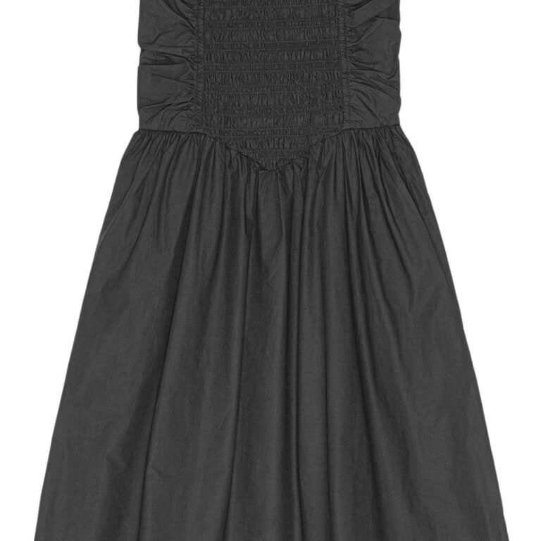 Cotton Poplin Midi Strap Smock Dres