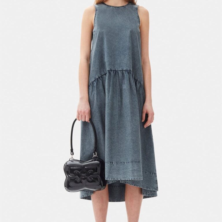 Cotton Poplin Open Back Midi Dress