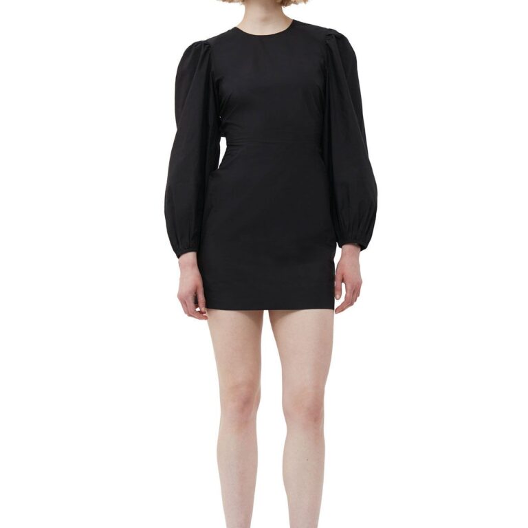 Cotton Poplin Open Back Mini Dress