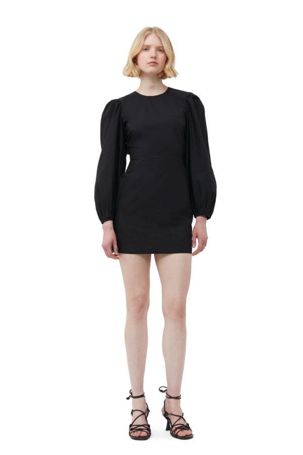 Cotton Poplin Open Back Mini Dress