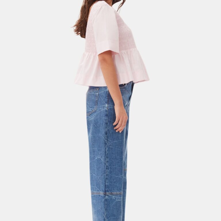 Cotton Poplin Open Back Smock Blous