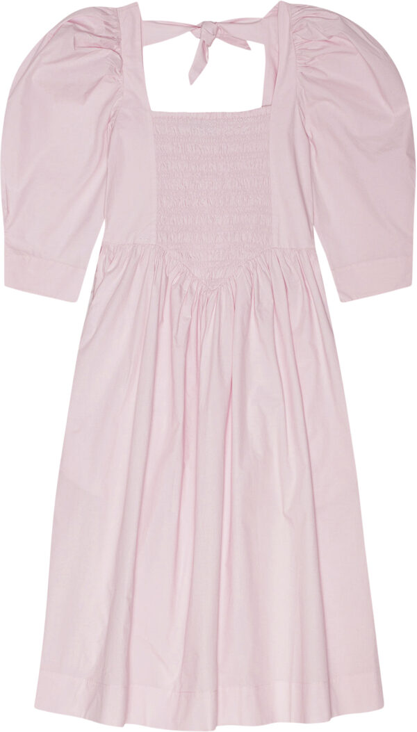 Cotton Poplin Open Neck Smock Dress