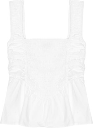 Cotton Poplin Smock Strap Blouse
