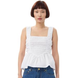Cotton Poplin Smock Strap Blouse
