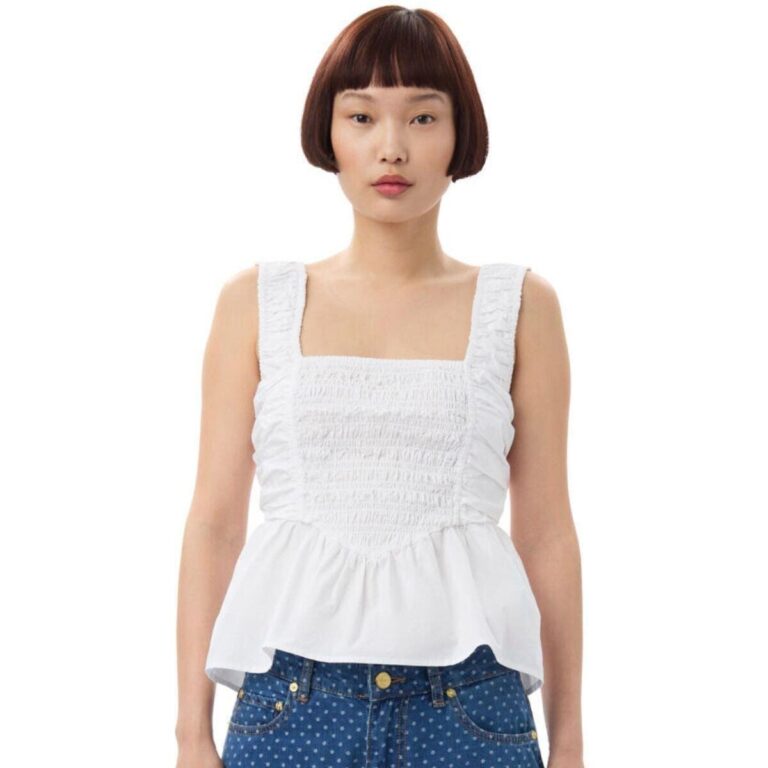 Cotton Poplin Smock Strap Blouse