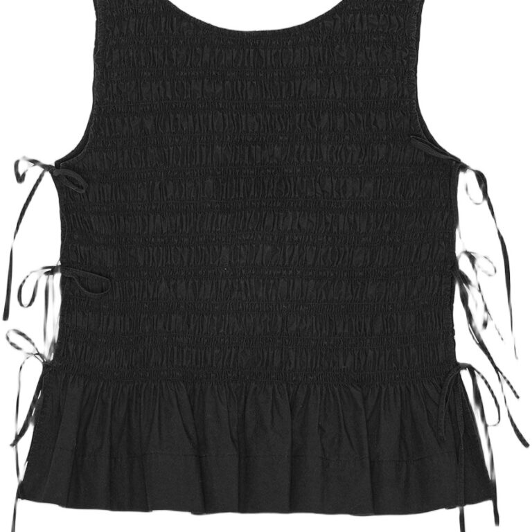 Cotton Poplin Smock Tie String Top