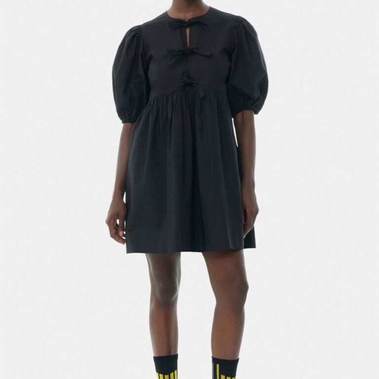 Cotton Poplin Tie String Mini Dress