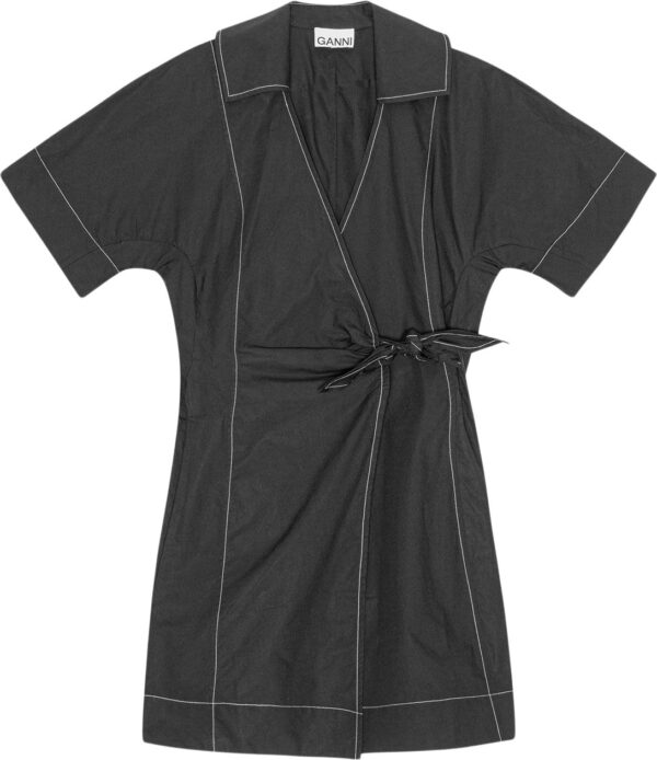 Cotton Poplin Wrap Mini Dress