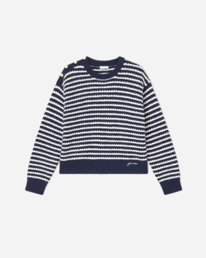 Cotton Wool Stripe Sweater - Sky Captain