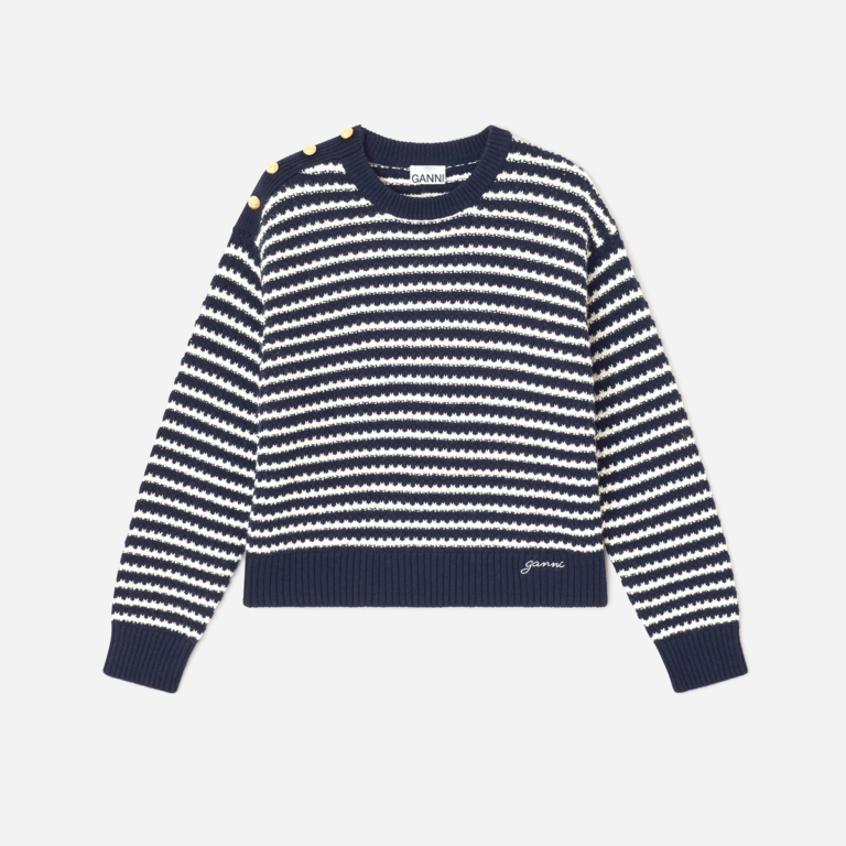Cotton Wool Stripe Sweater - Sky Captain