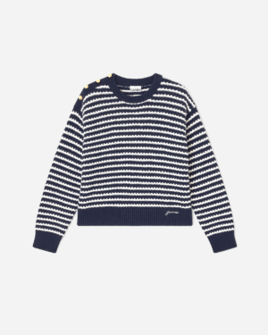 Cotton Wool Stripe Sweater - Sky Captain