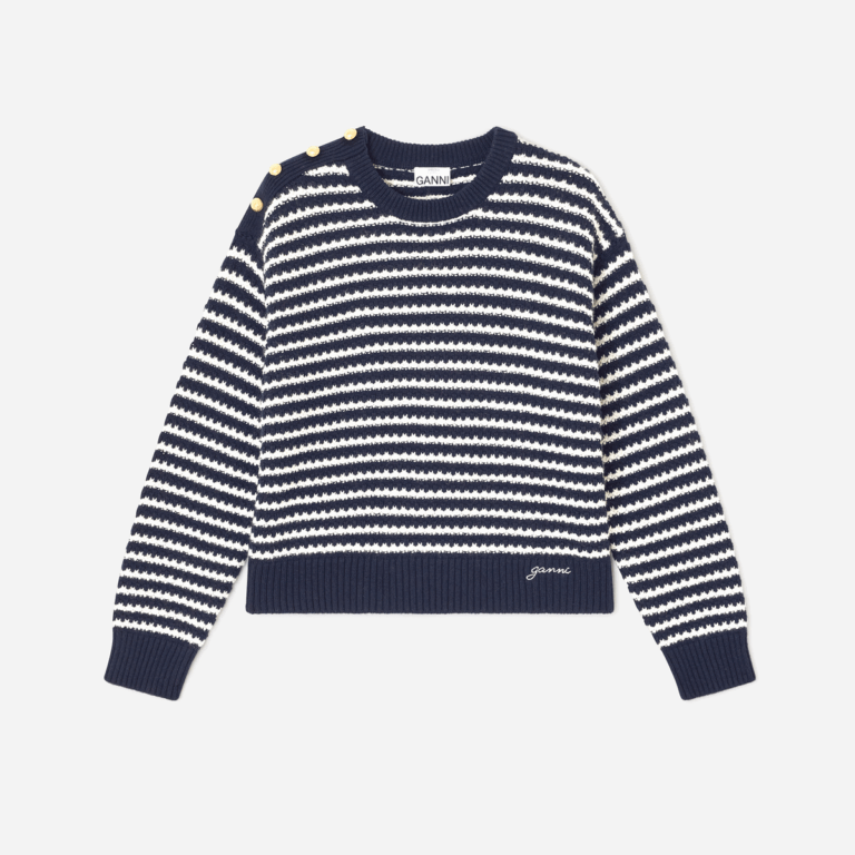 Cotton Wool Stripe Sweater - Sky Captain