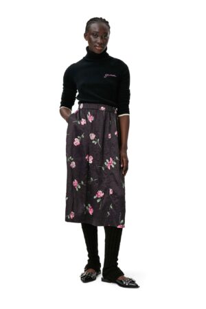 Crinkled Satin Elasticated Maxi Ski