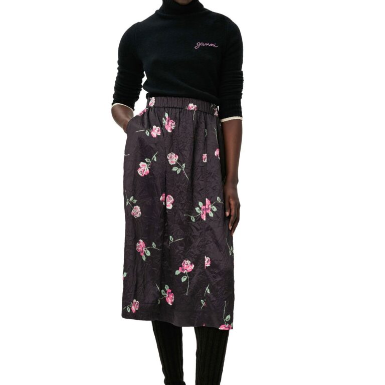 Crinkled Satin Elasticated Maxi Ski