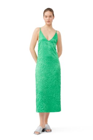 Crinkled Satin Slip Dress