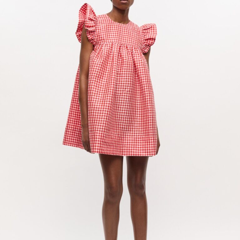 Crinkled Taffeta Check Frill Mini D
