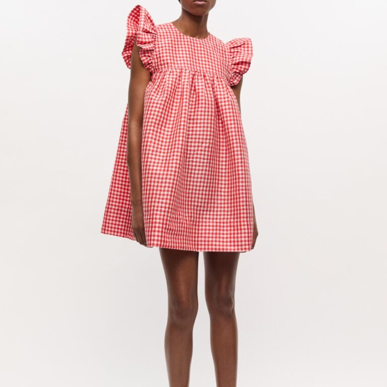 Crinkled Taffeta Check Frill Mini D