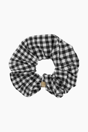 Crinkled Taffeta Check Scrunchie A6843 - Black/Black - GANNI - Sort One Size