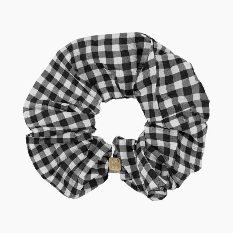 Crinkled Taffeta Check Scrunchie A6843 - Black/Black - GANNI - Sort One Size