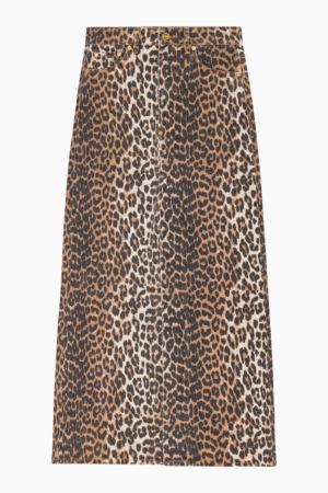 Denim Maxi Slit Skirt J1445 - Leopard - GANNI - Leopard S