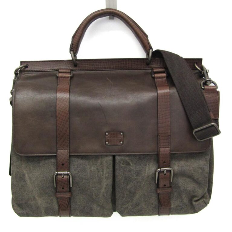 Dolce & Gabbana Vintage (Håndlavet i Italien af Canvas og Læder) Håndtaske