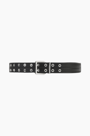 Double Eyelet Belt A6586 - Black - GANNI - Sort XS/S