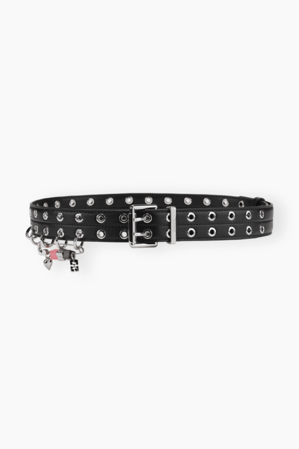 Double Eyelet Belt Safety Pin A7067 - Black - GANNI - Sort XS/S