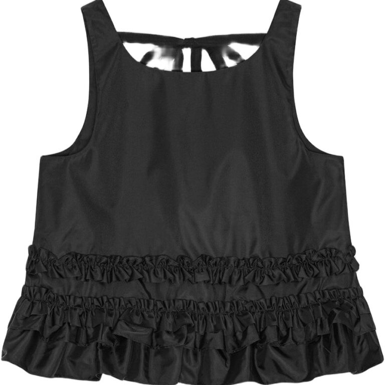 Duchesse Nylon Open Back Frill Top