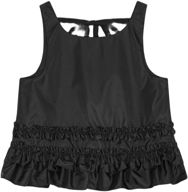 Duchesse Nylon Open Back Frill Top