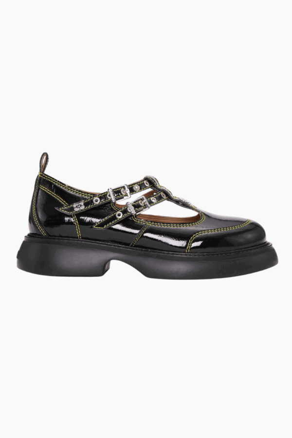 Everyday Butterfly Mary Jane Naplack S2928 - Black/Yellow - GANNI - Sort 37