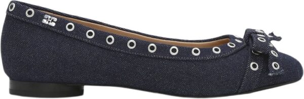 Eyelets Bow Ballerina Denim