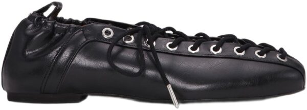 Eyelets Lace Up Ballerina Crinkle O
