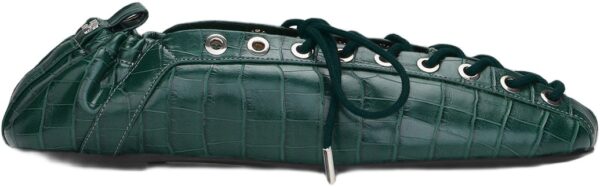 Eyelets Lace Up Ballerina Croco