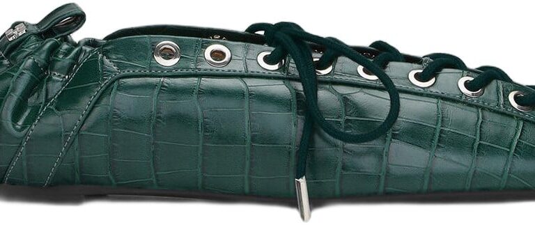 Eyelets Lace Up Ballerina Croco