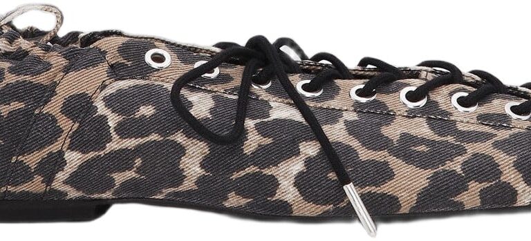 Eyelets Lace Up Ballerina Denim Pri