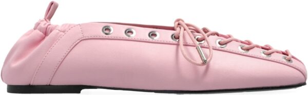 Eyelets Lace Up Ballerina Grained