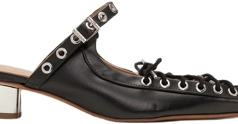Eyelets Lace Up Mule Crinkle Oleate