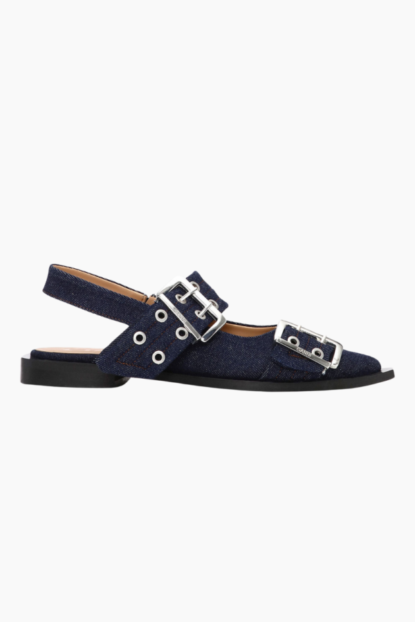 Feminine Buckle Ballerina Denim S2797 - Dark Navy - Ganni - Navy 37